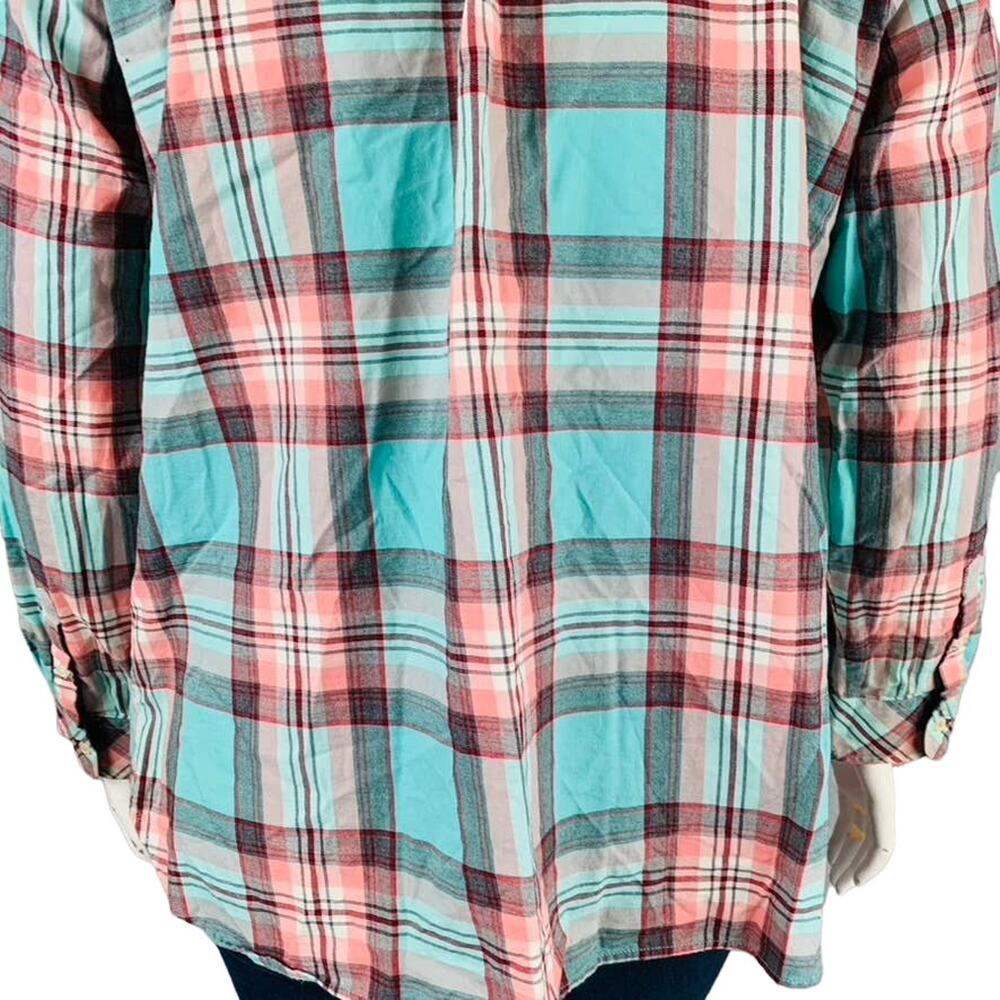Talbots Womans Sz 2X Plus Shirt Button Front Long Sleeves Blue‎ Pink Top - Picture 7 of 8